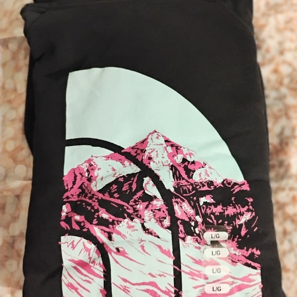 The North Face Black Hoodie with Pink and Light Blue Mountain Graphic New W/Tags - Picture 7 of 7